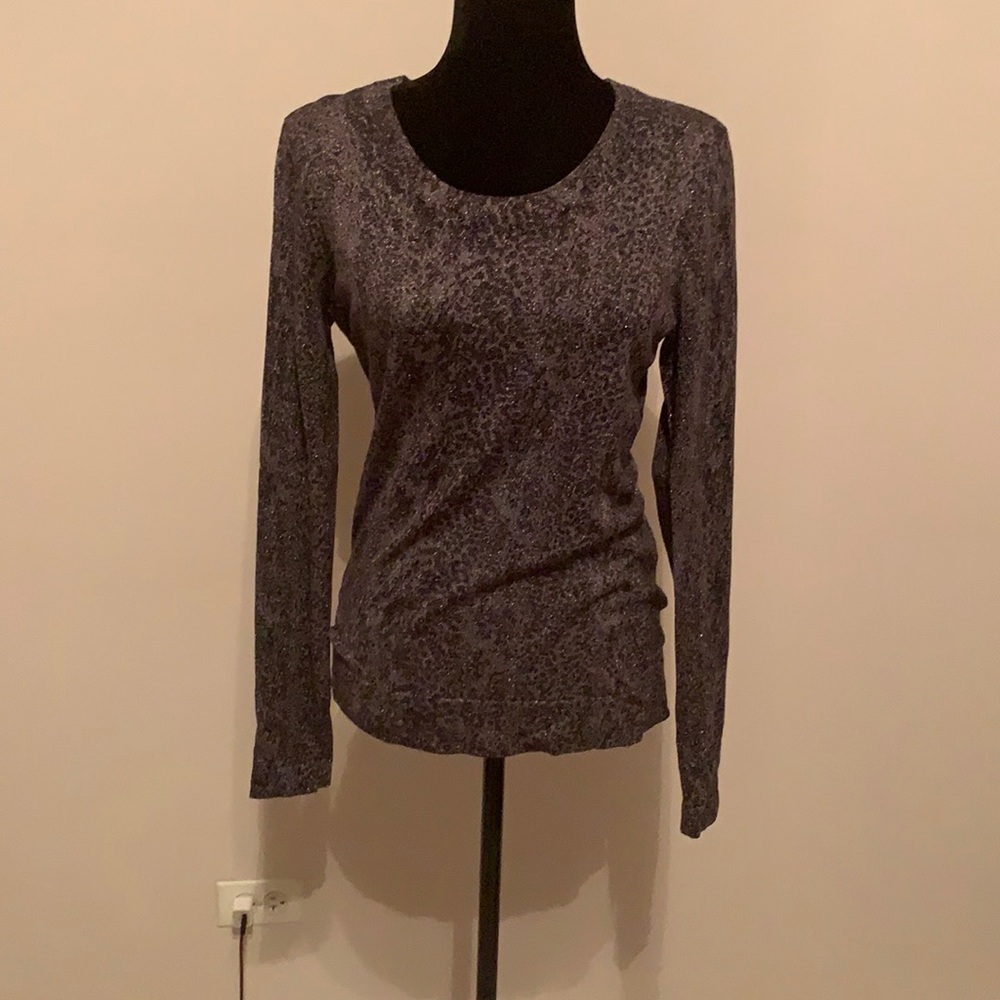 Diane VonFurstenberg glitter leopard light sweater top